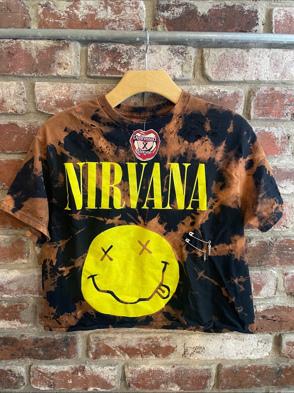 Nirvana Distressed Crop Tee